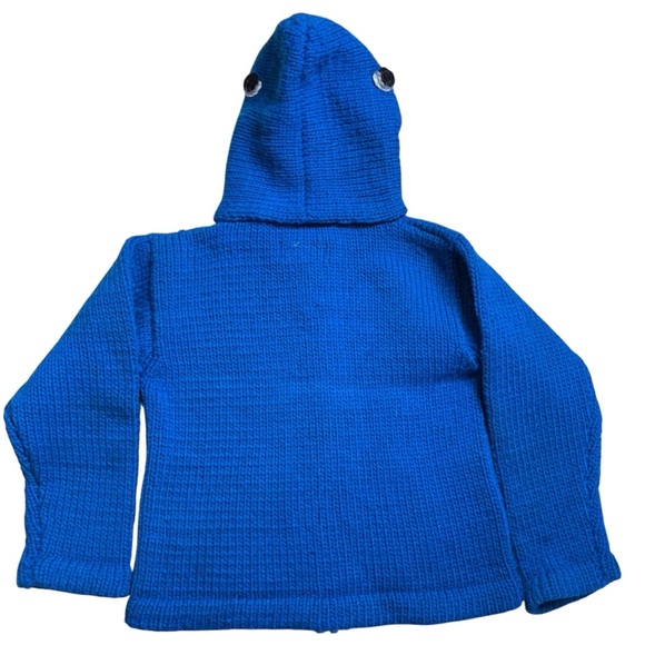 ECC Shark Sweater‎ 100% Wool Full Zip Youth 6 Blue Gray Ecuadorian Clothing Co - Picture 4 of 11